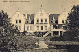 Historische Postkarte Gutshaus Zapel 1924 aus der Sammlung A. Kobsch, Stralsund 
