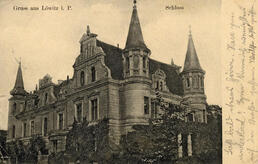 Historische Postkarte Schloss Löwitz 1908; aus der Sammlung A. Kobsch, Stralsund