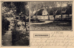 Historische Postkarte Gutshaus Weitenhagen 1919 aus der Sammlung A. Kobsch, Stralsund